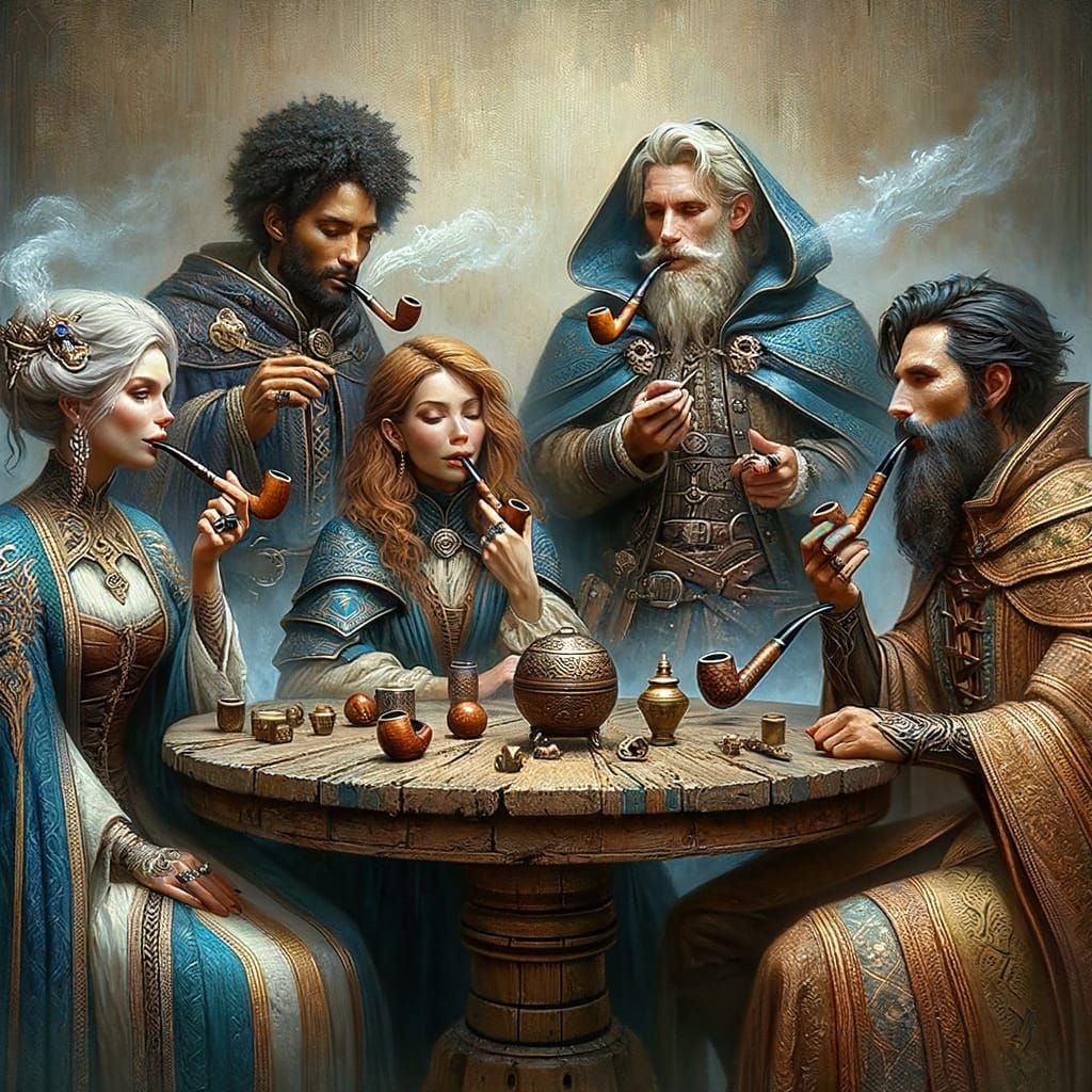 Fantasy Adventuring Party in Detailed Matte Painting Style