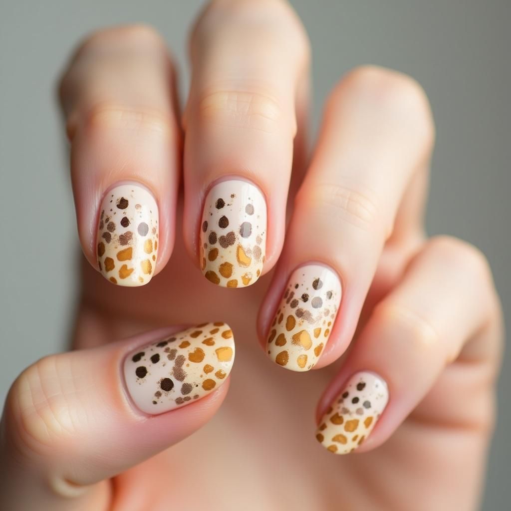 Watercolor Cheetah Pattern Nail Art in Elegant Style