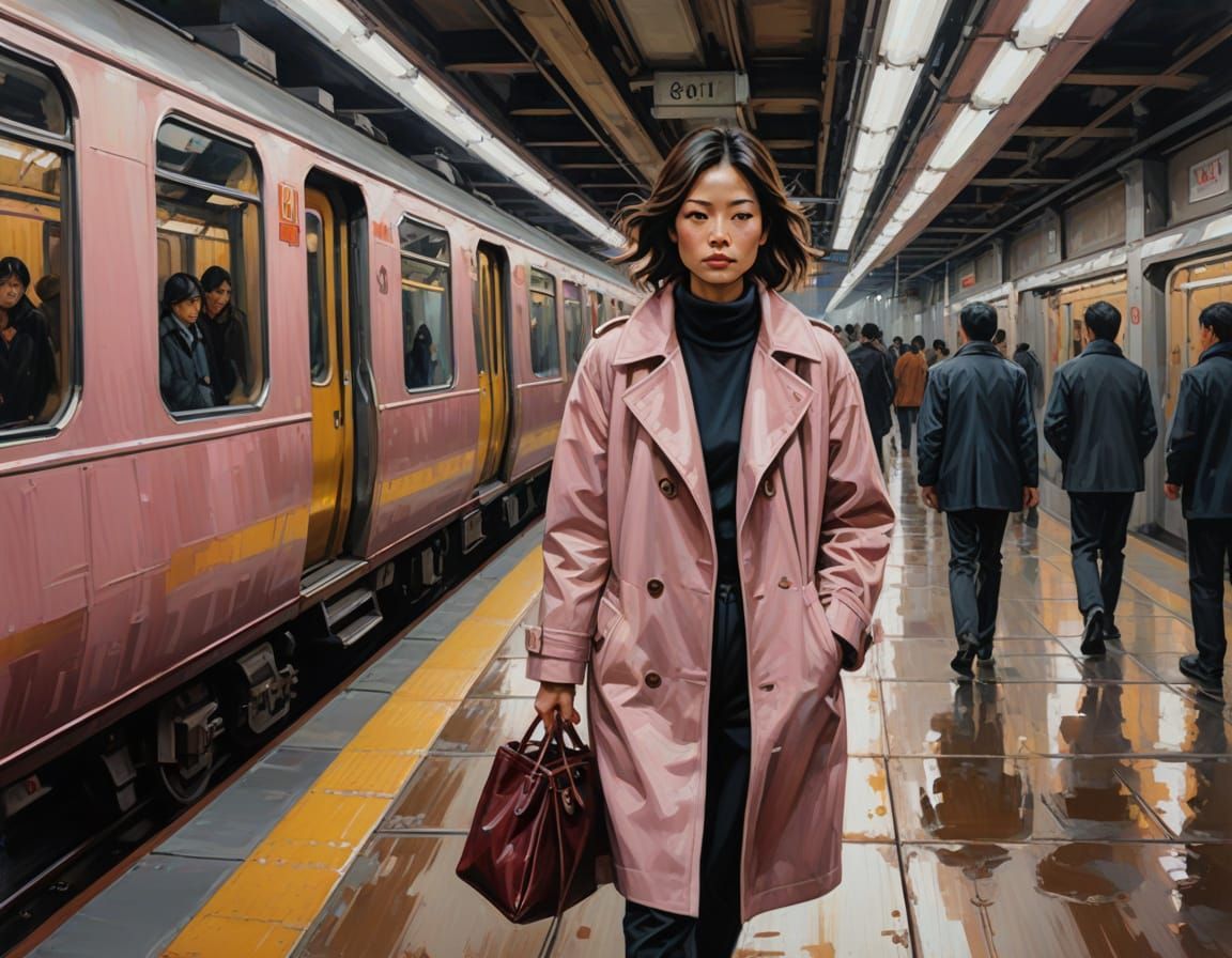Tokyo Subway: Expressive Oil Painting in Urban Realism