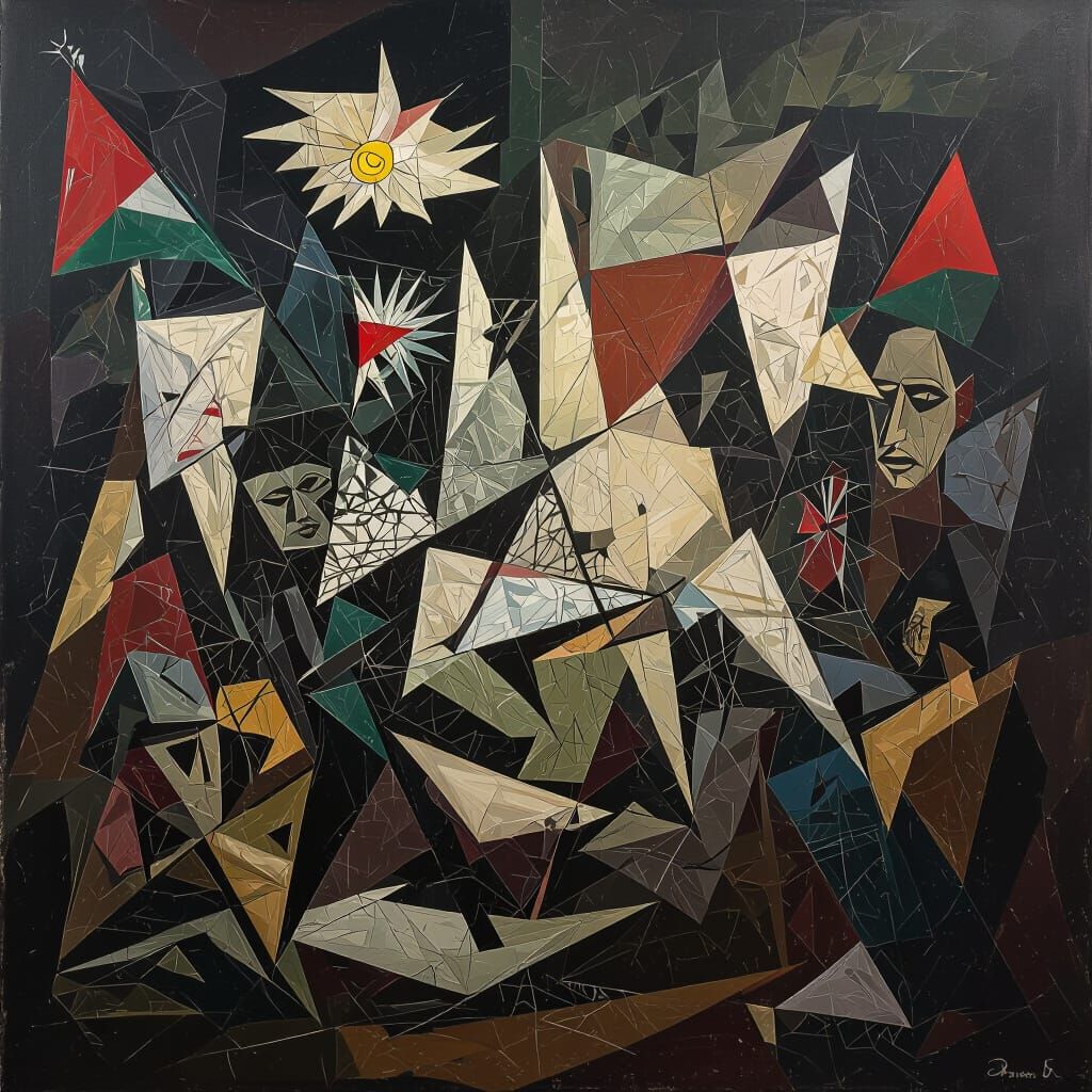 Gaza War Battlefield in Picasso and Goya Style
