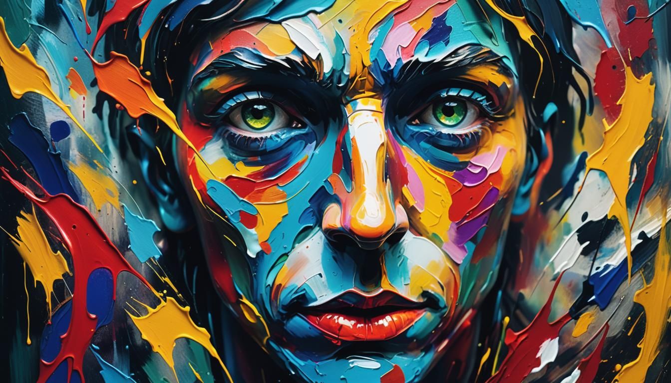 Abstract Expressionism Portrait in Vibrant Colors
