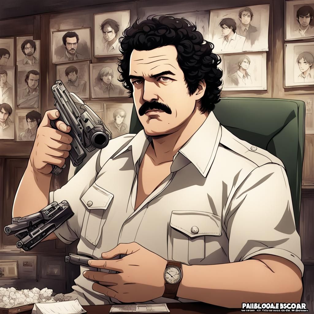 Pablo Escobar in Anime Key Visual Style