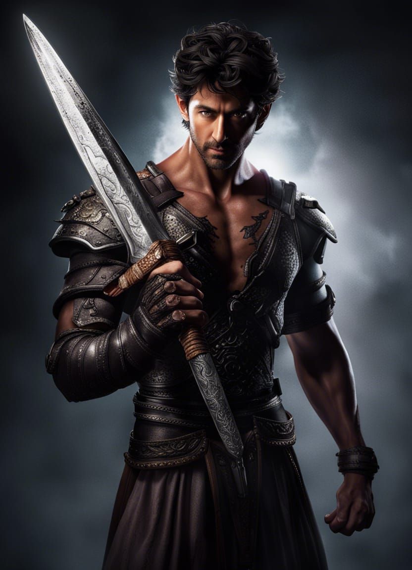 Hrithik Roshan as Guts: Realistic Anime Portrait