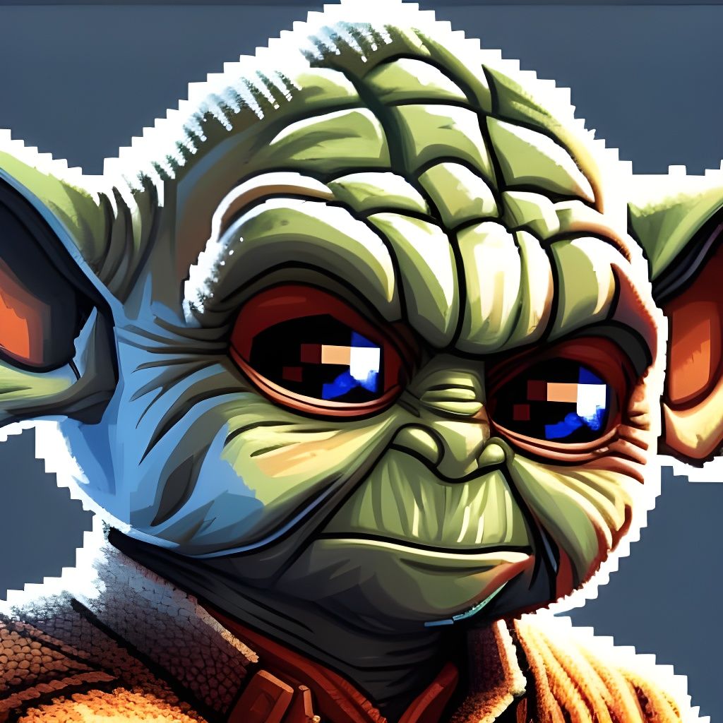 Happy Sith Lord Yoda in Pixel Art Style