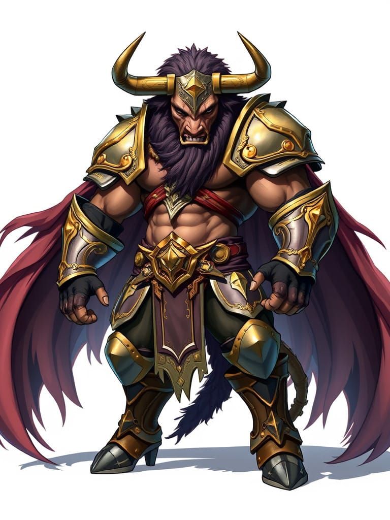 Heroic Minotaur Warrior in Intricately Designed Plate Armor