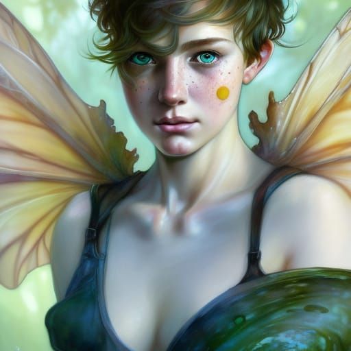 Mushroom Fairy Portrait in Detailed Concept Art Style