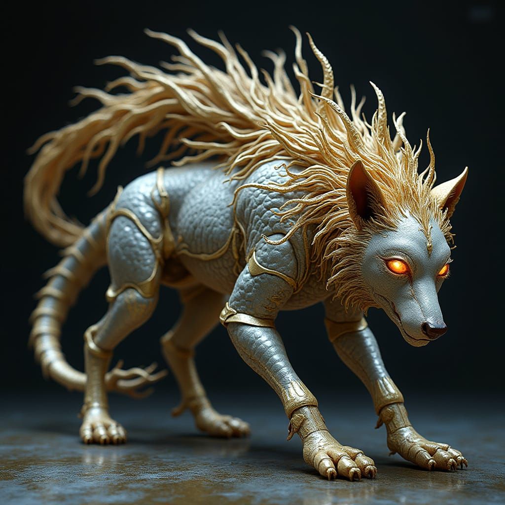 Savage Majesty: A Scorpion-Wolf Hybrid of Dark, Polished Bea...