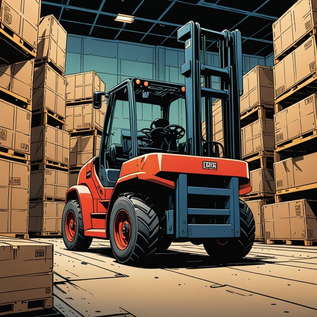 Linde forklift in action action comix styled