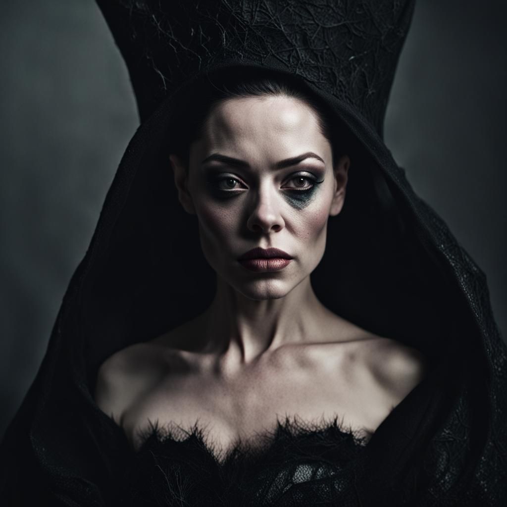 Dark Witch Queen Portrait in Photographic Style