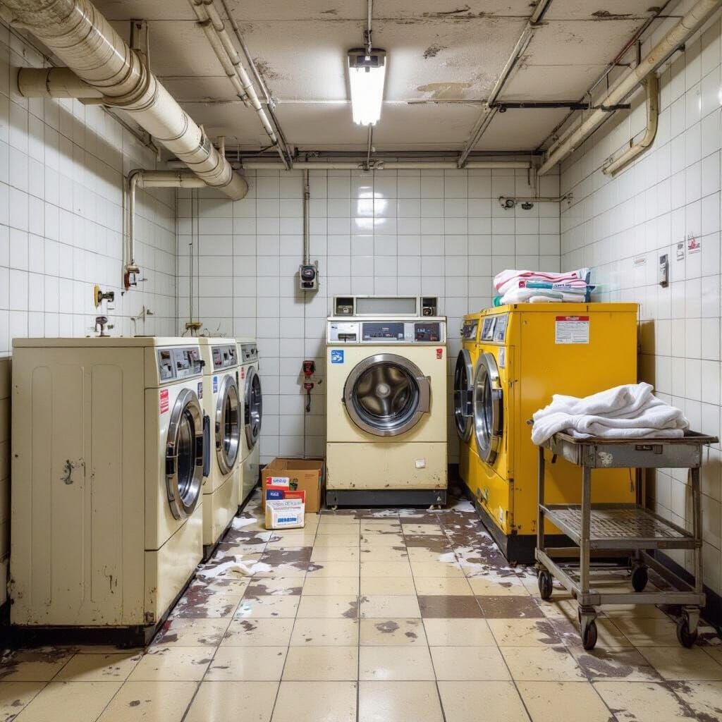 Abandoned 1970s Hospital Laundry Room Photograph