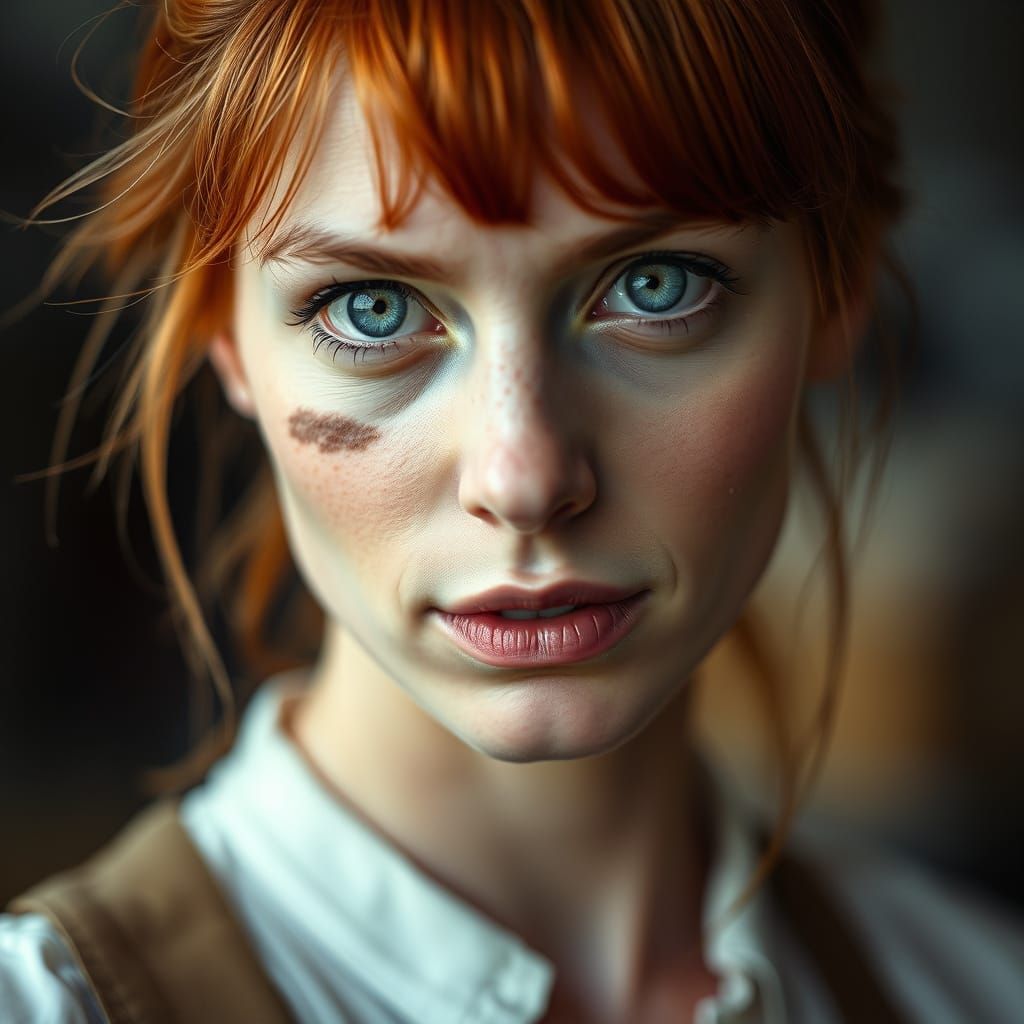 Resilient Redheaded Welder in Studio Lighting