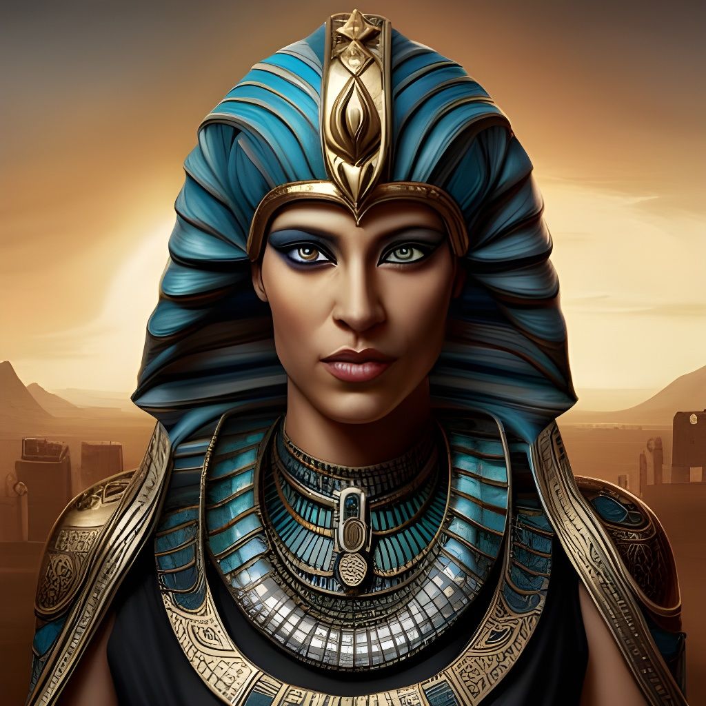 Egyptian Pharaoh Portrait with Detailed Garments