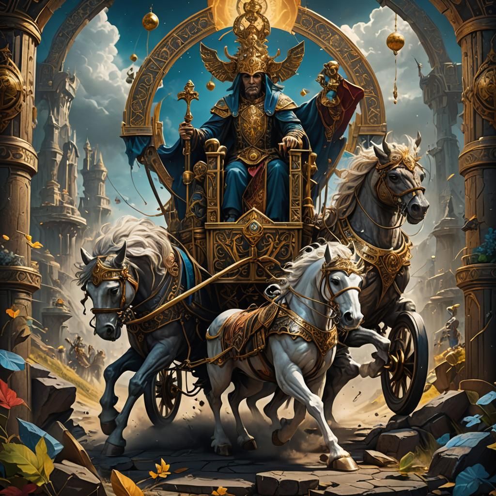 Tarot Card The Chariot: Detailed Matte Painting