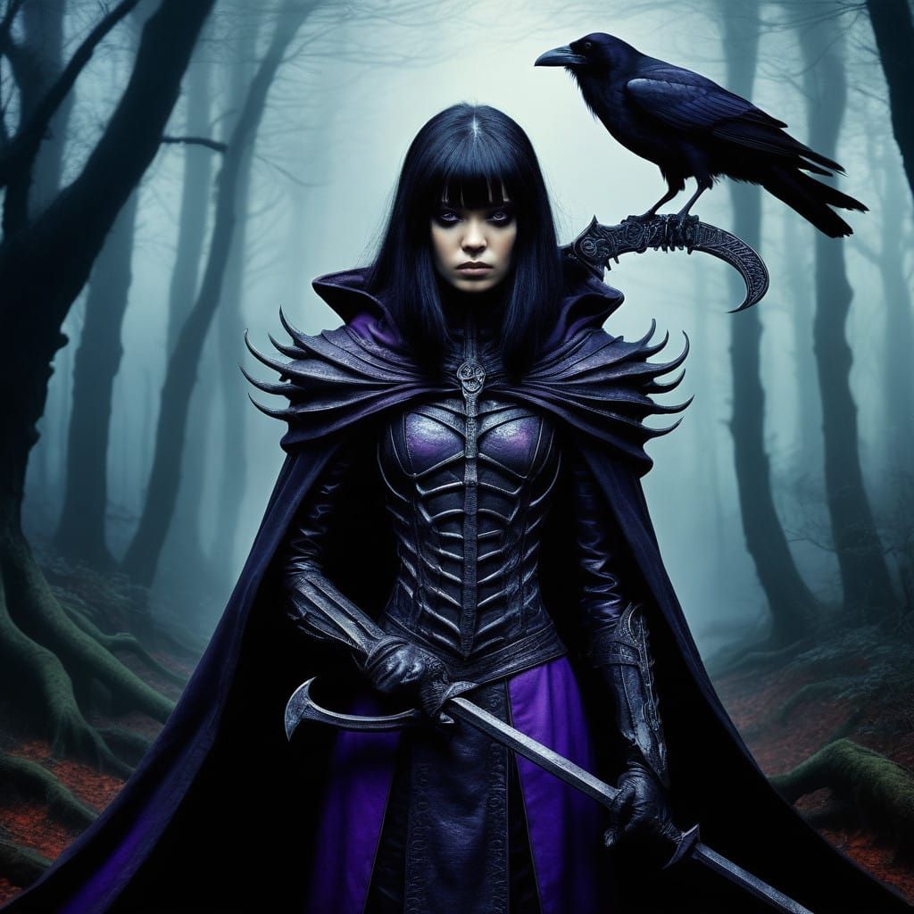 Heroic Warrior Raven Branwen in Anime-Inspired Style