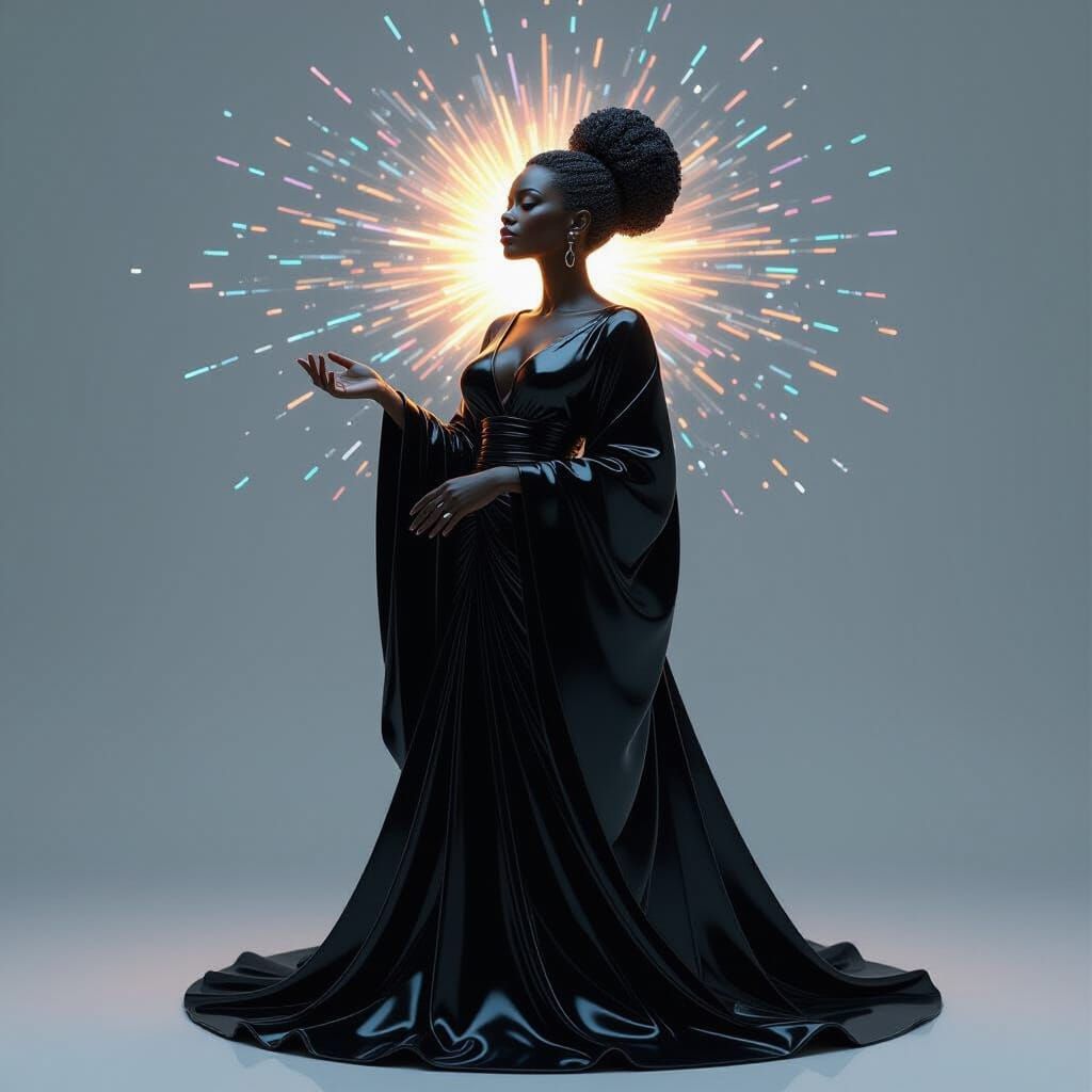 Obsidian Woman with Light Echoes: Afrofuturist Art
