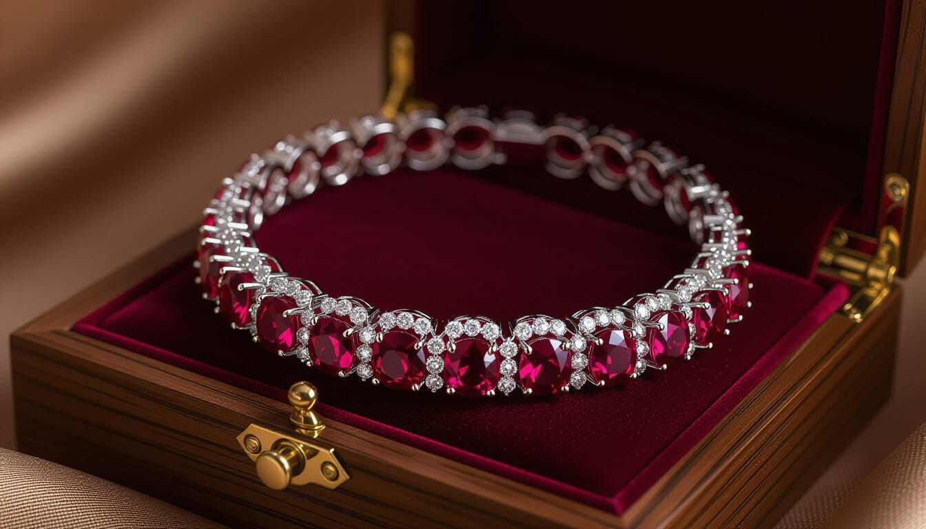 Regal Ruby and Diamond Necklace in Luxury 3D Style