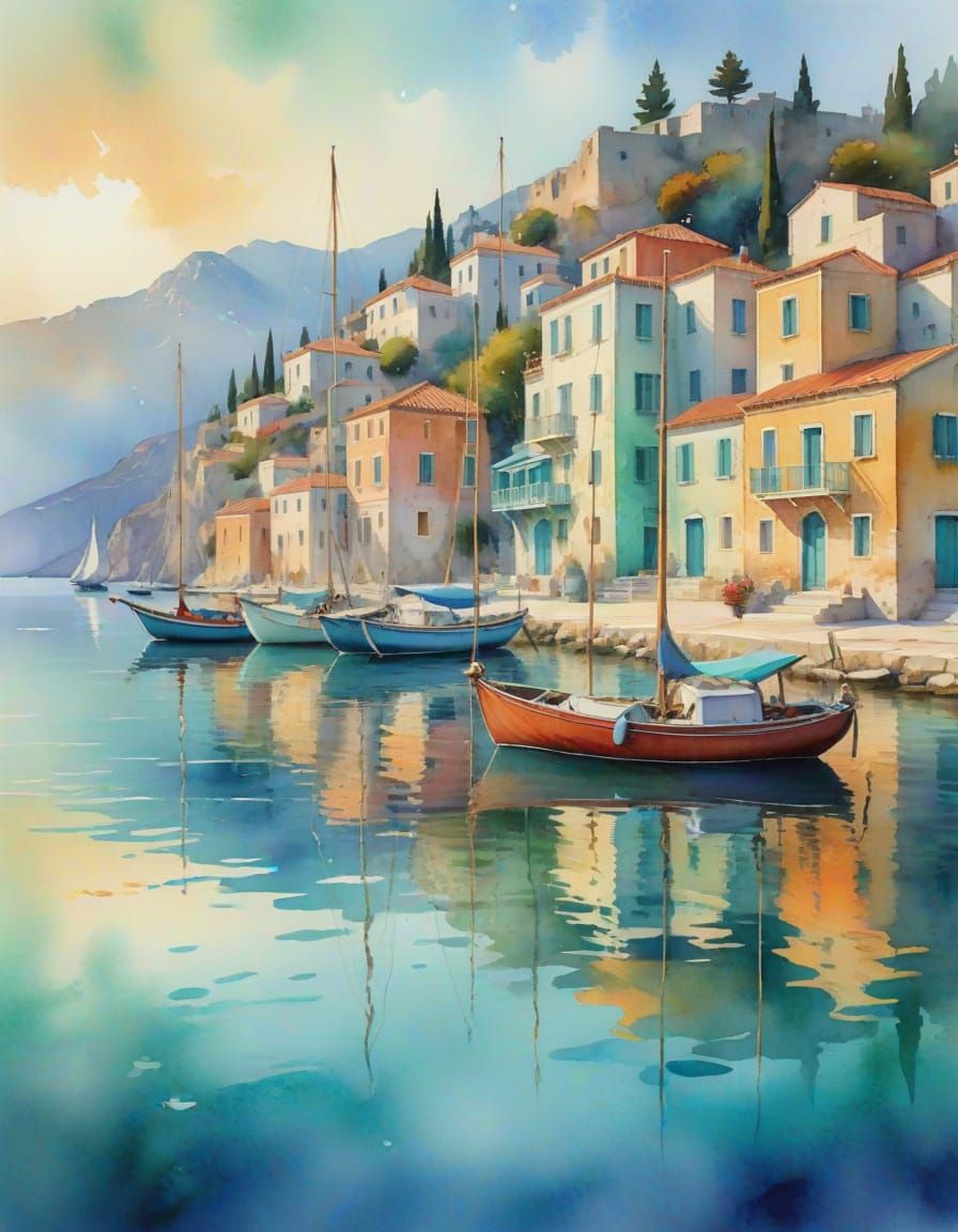 Mediterranean village by the sea