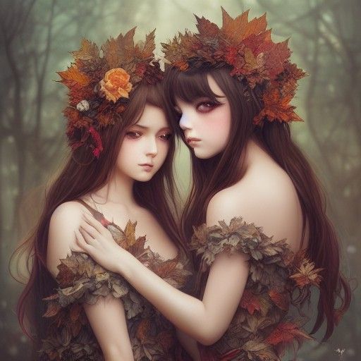 Autumn Goddesses in Painterly Digital Illustration