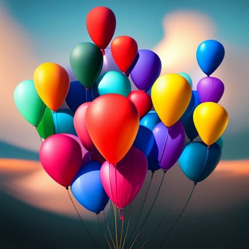 Vibrant Balloon Parade in Hyperrealistic Splash Art