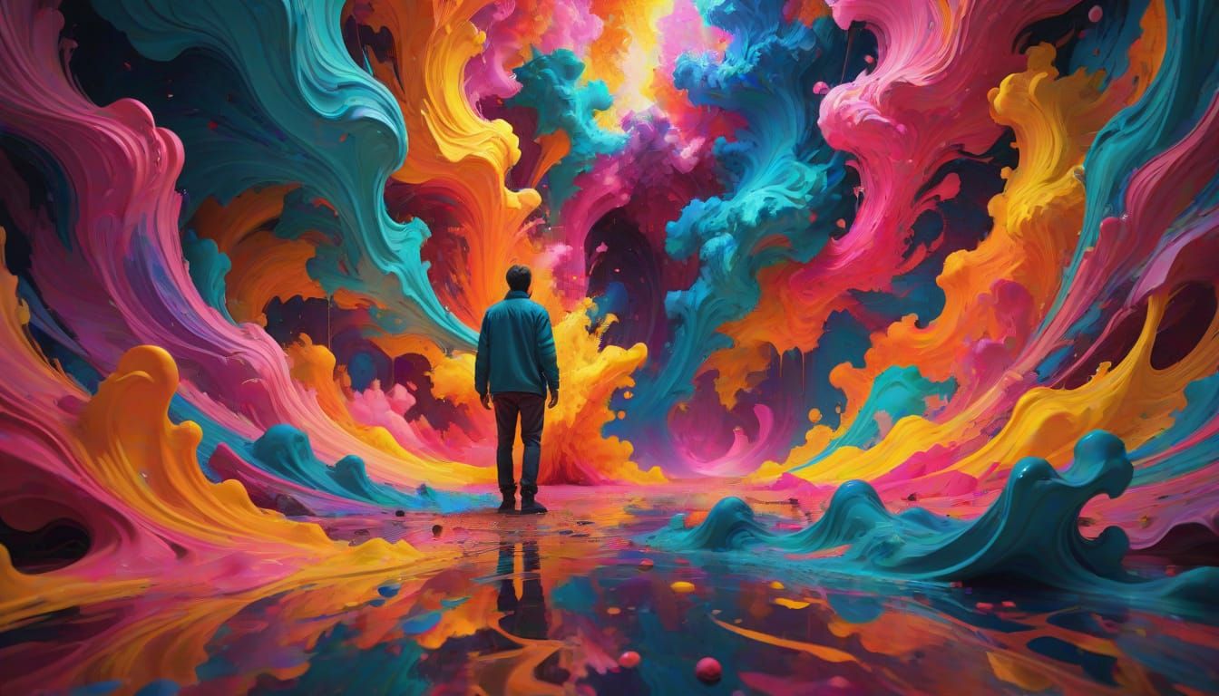 Vibrant Expressionist Masterpiece in Neon Colors