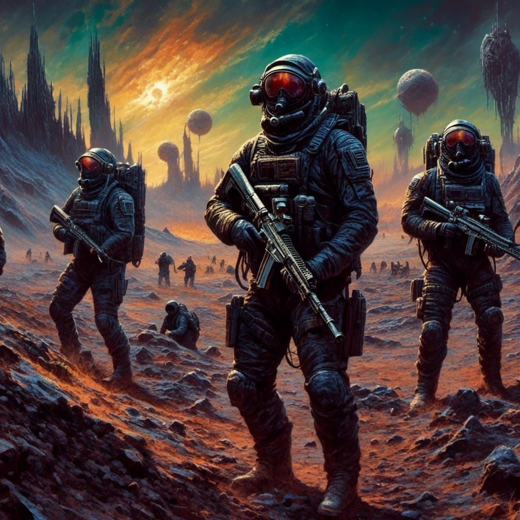 Alien Planet Commandos with Blaster Rifles