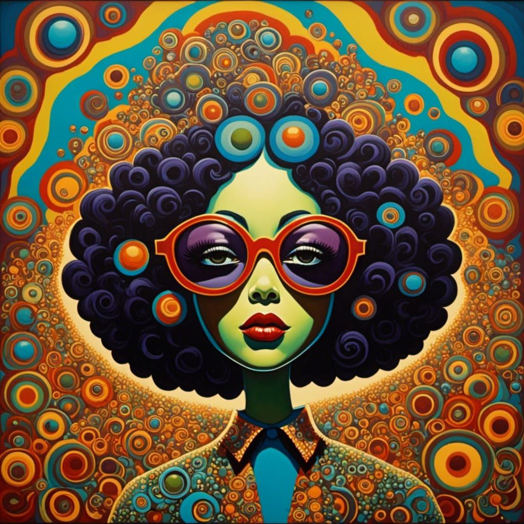 Kaleidoscopic Psychedelic Design in Funky 70s Style