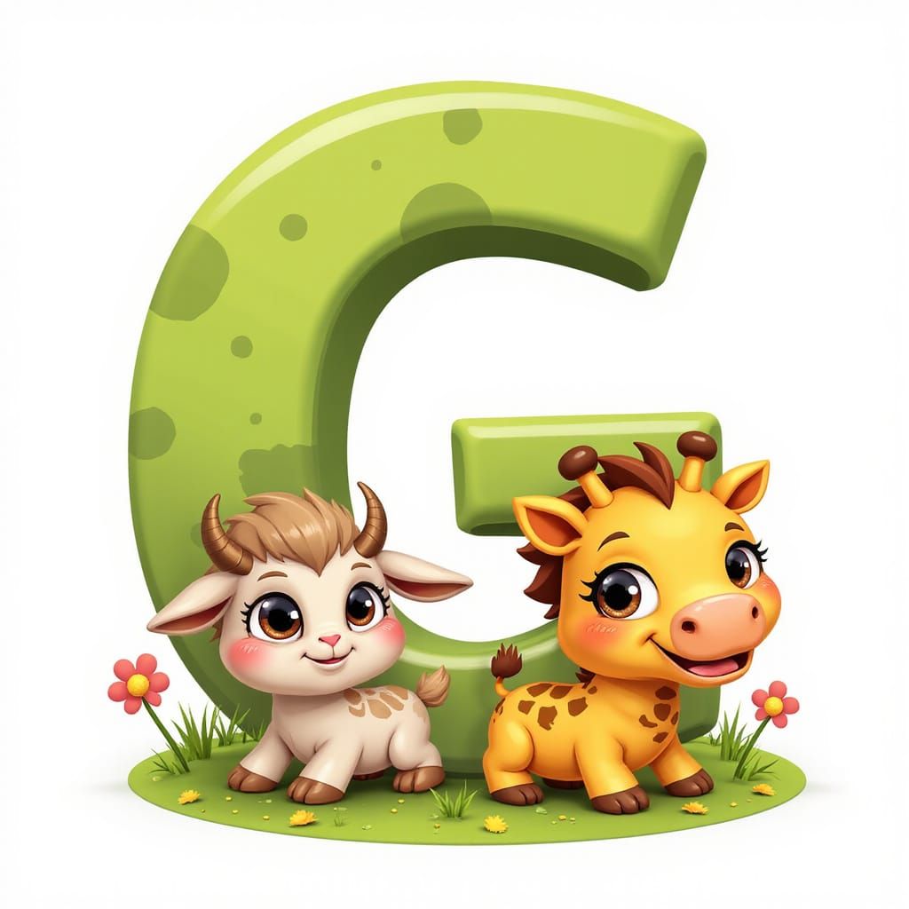 Giraffe Alphabet Character in a Playful Cartoon Style