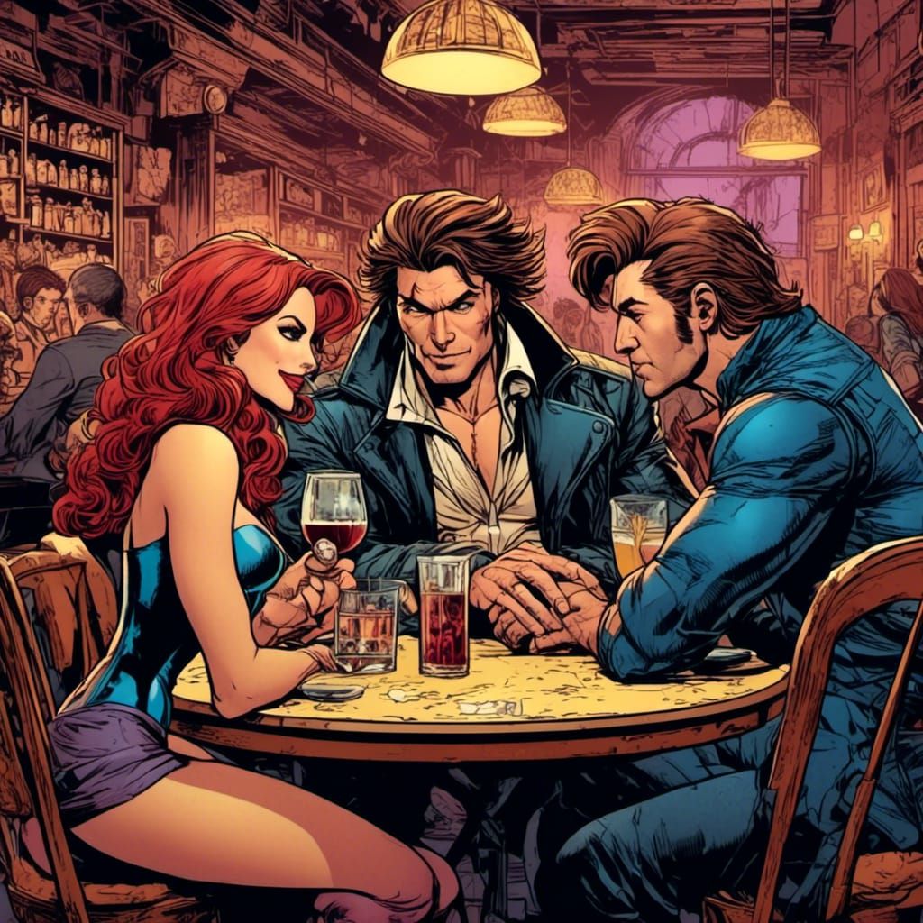 Gambit Flirts in New Orleans Bar: Comic Book Style