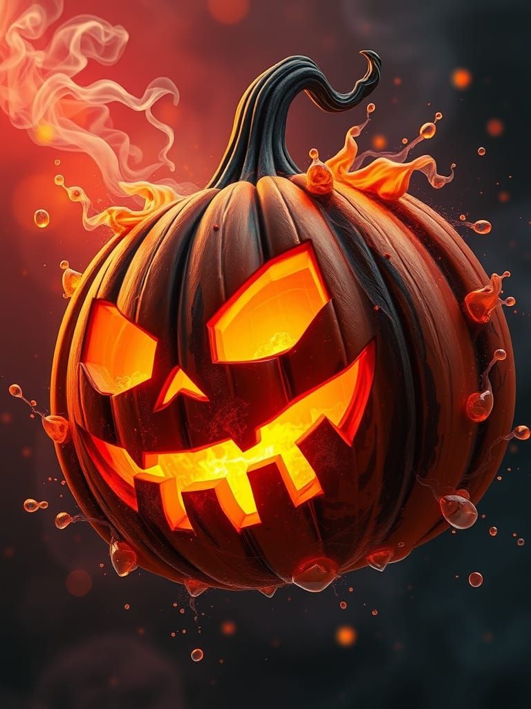 Grinning Jack-o'-lantern Halloween Splash Art