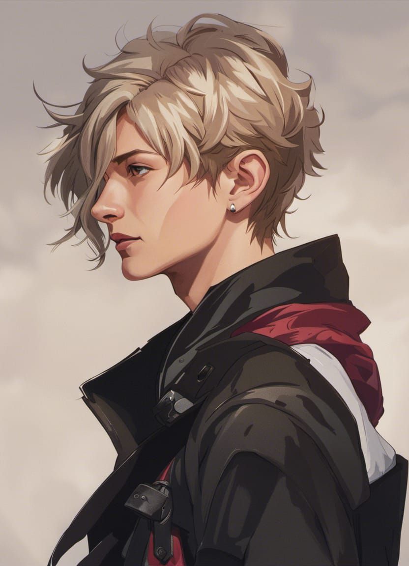 Young Blond Man Portrait in Anime Art Style