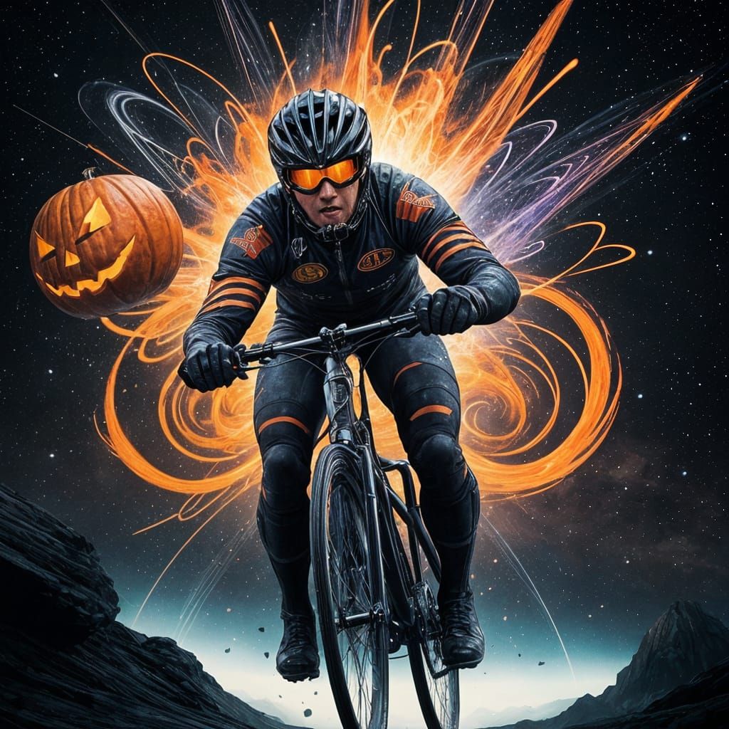 Cosmic Cycling Race Poster in Gritty Concept Art Style