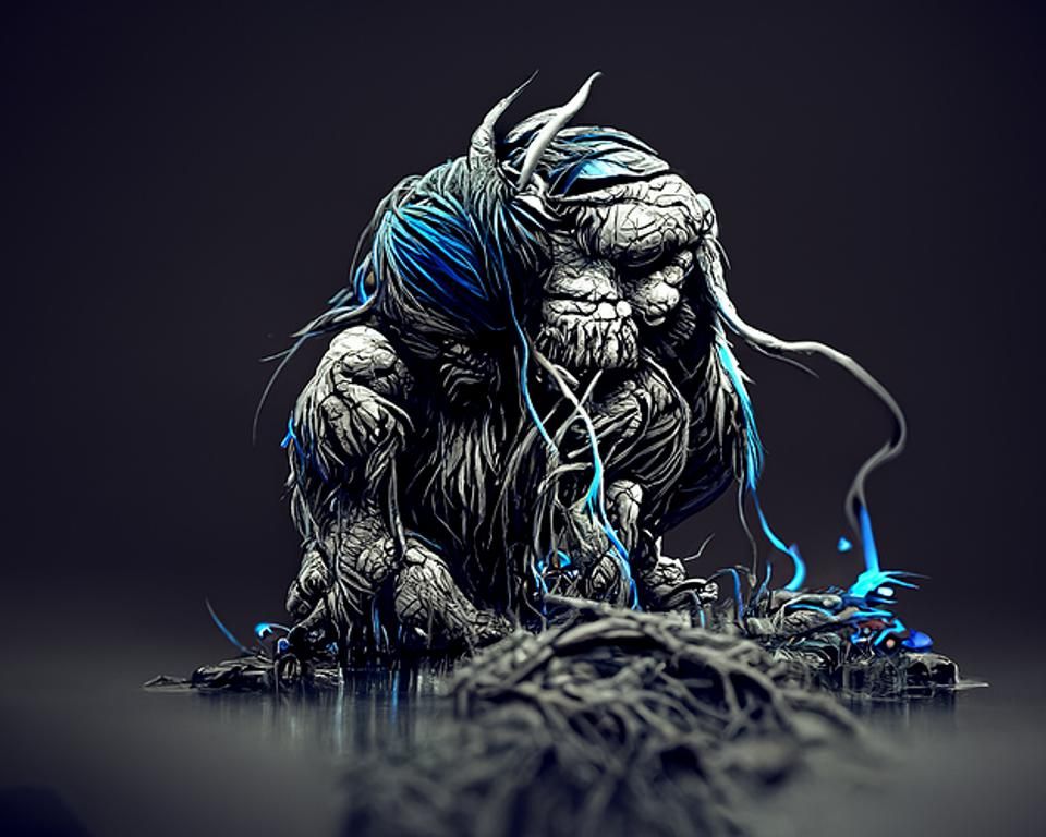 Dark Troll Digital Artwork in Dark Fantasy Style