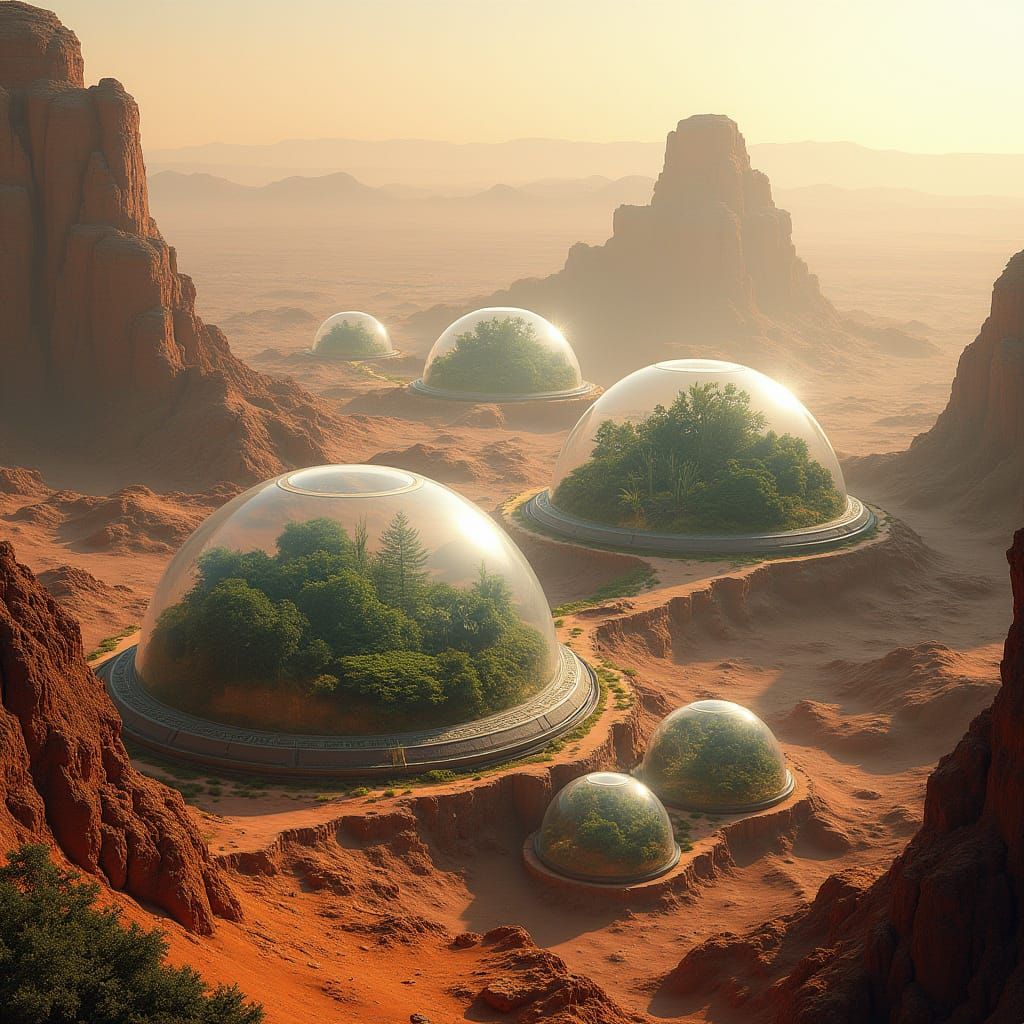 Martian City Domes House Earth Biomes