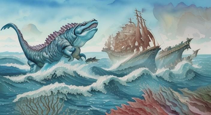 Primordial Sea Life in Gouache Style