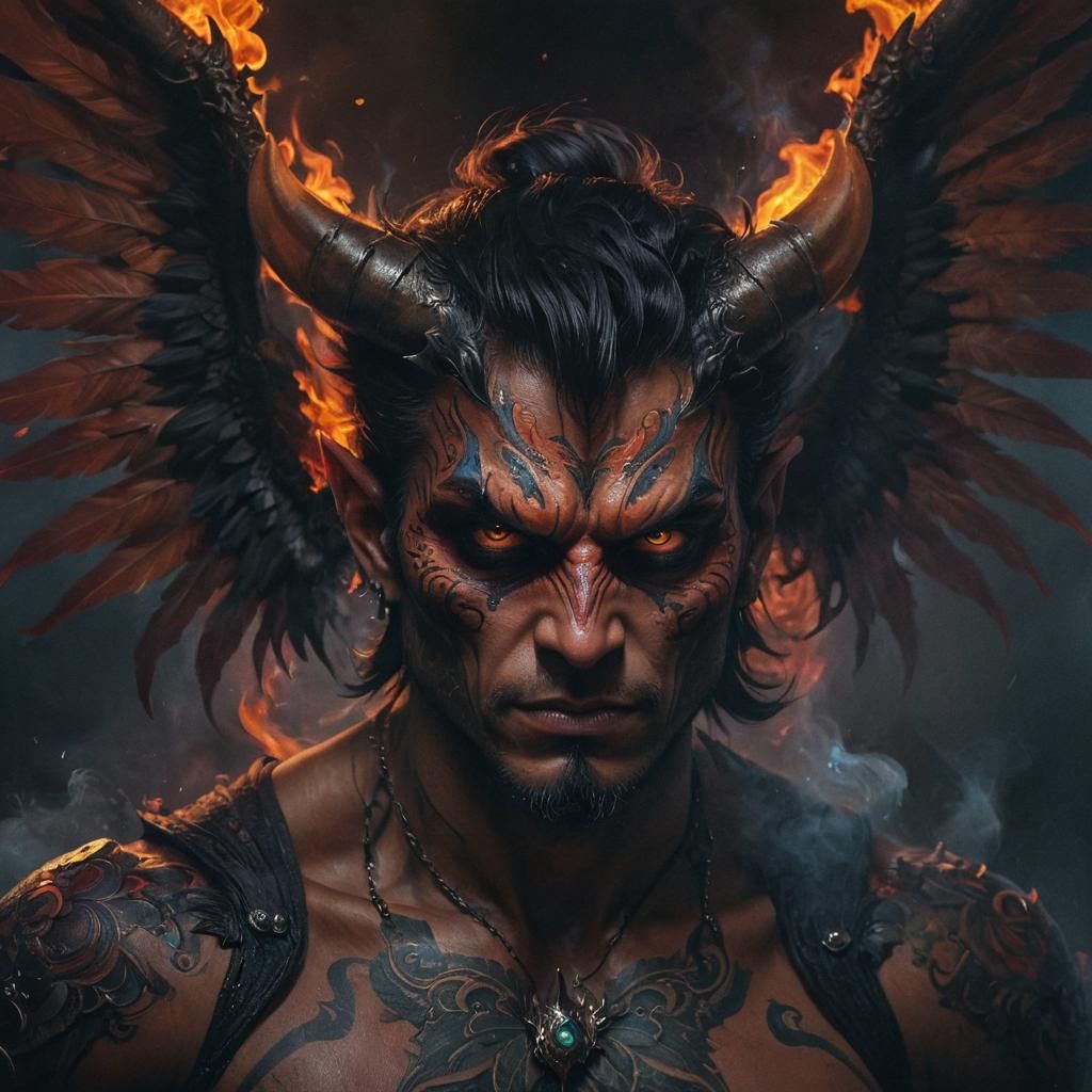 Dramatic Devil Portrait in Gothic Fantasy Style