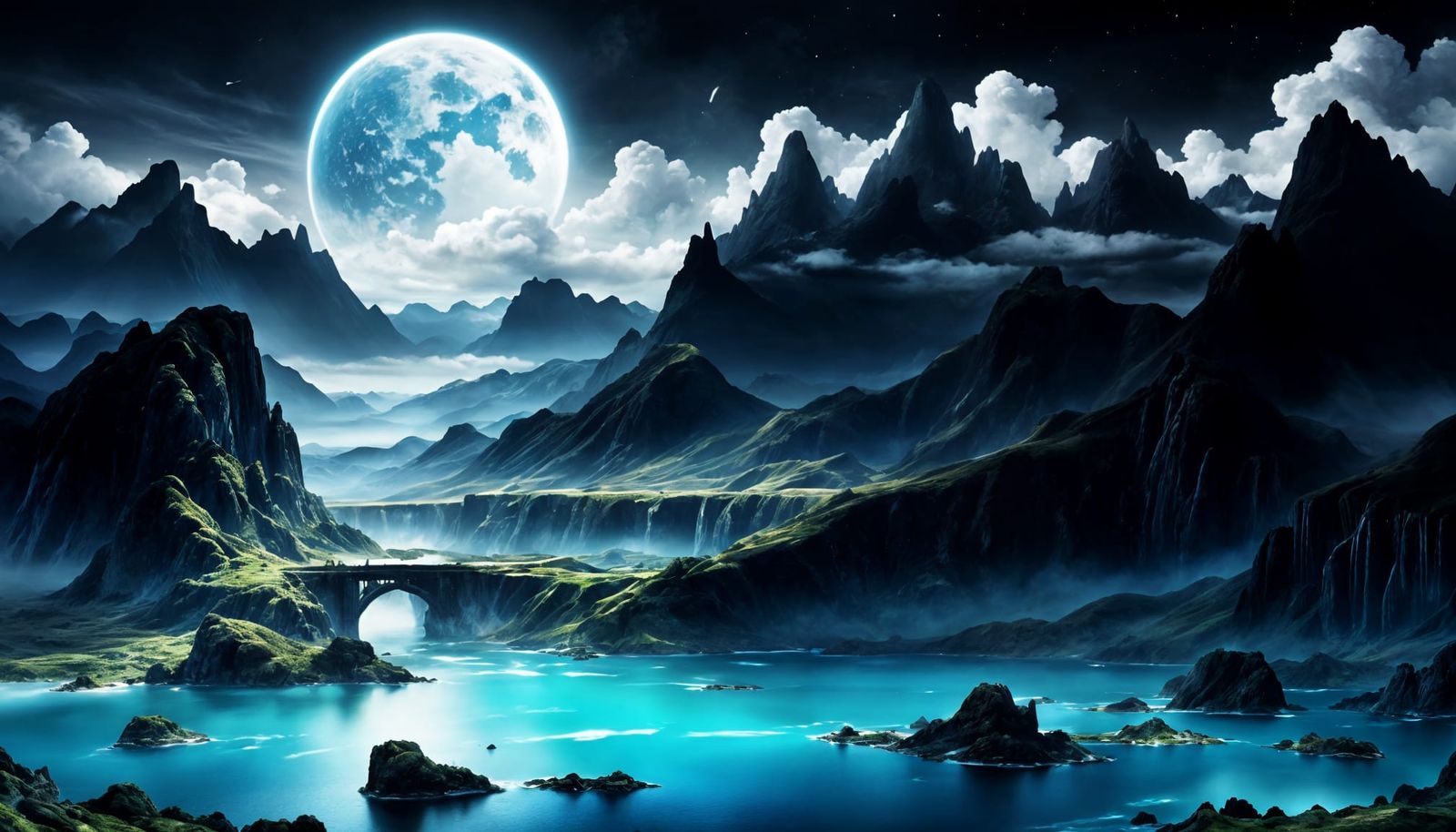 Epic Cinematic Full Moon Digital Matte Painting