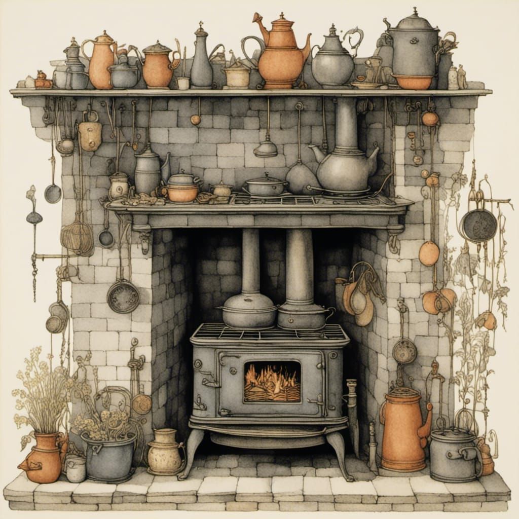 Intricate Coal Stove Inspired by an Enchanted World