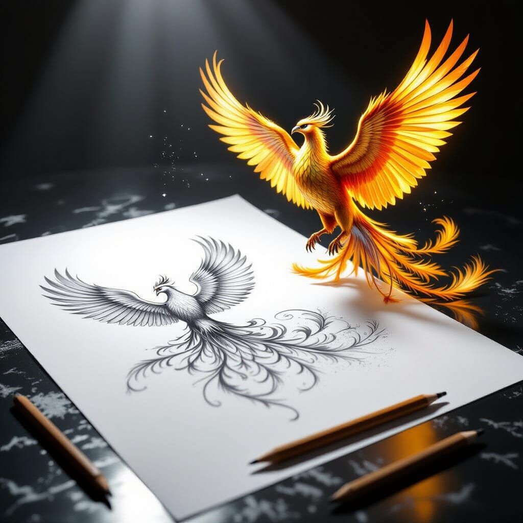 Surreal Still Life: Phoenix Sketch Comes to Life