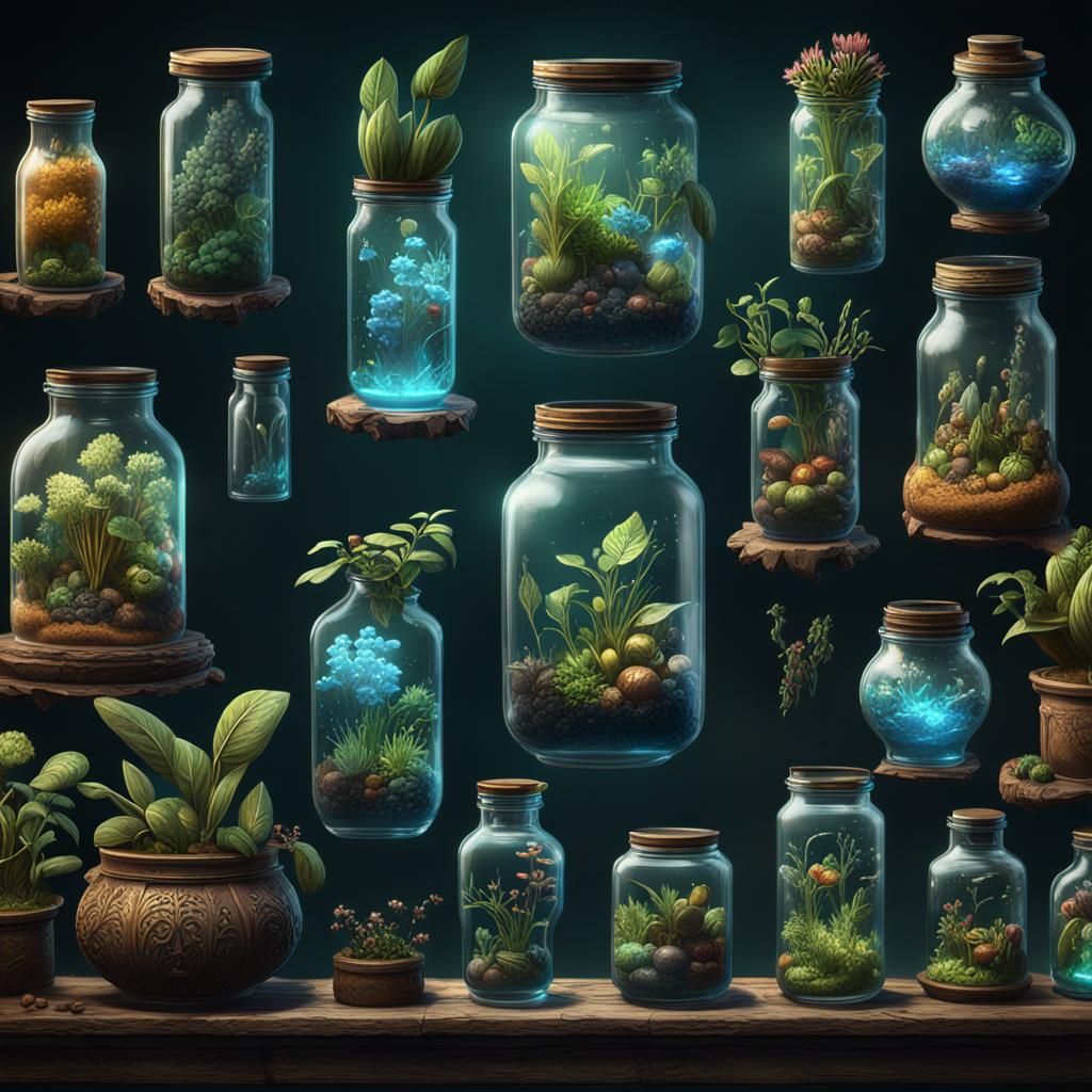 Jars Filled with Magical Items: Digital Matte Painting