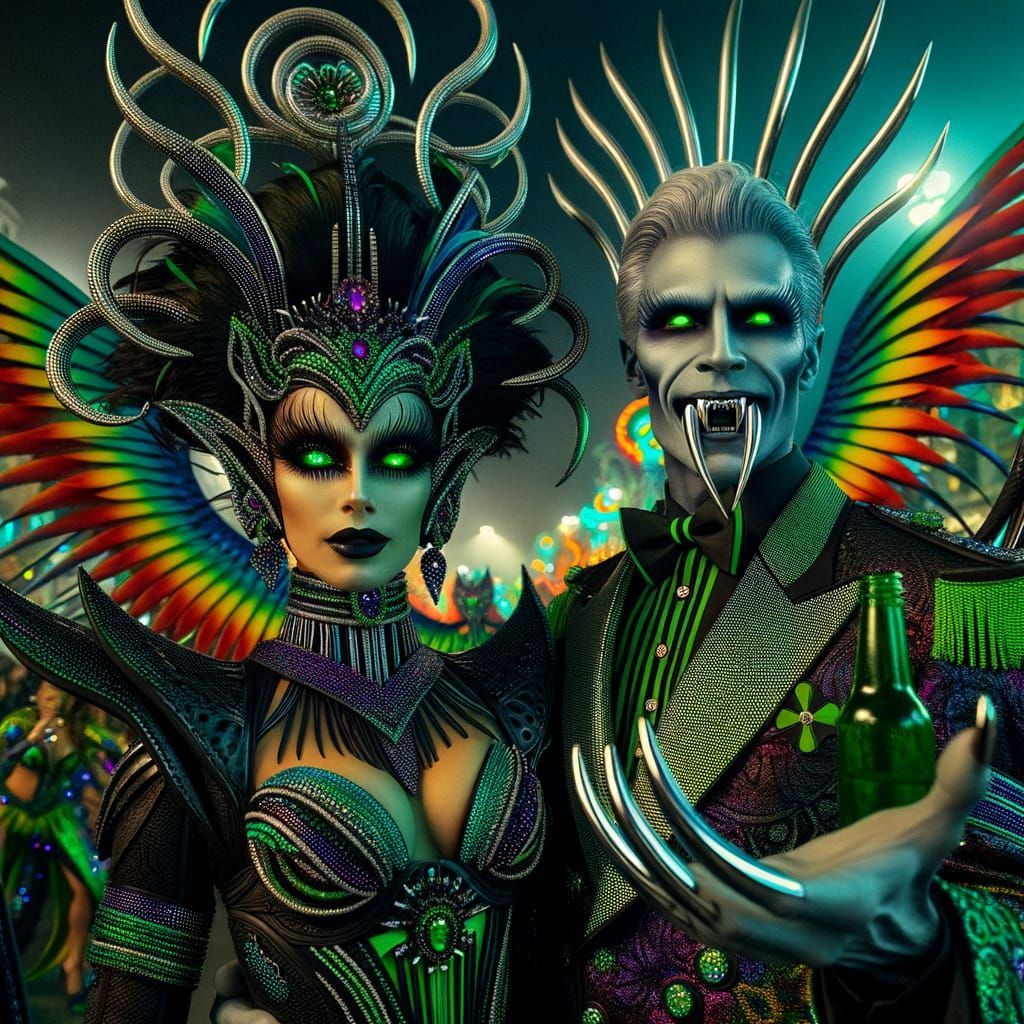 Vampire Empress and Emperor at a Rio Carnival Party