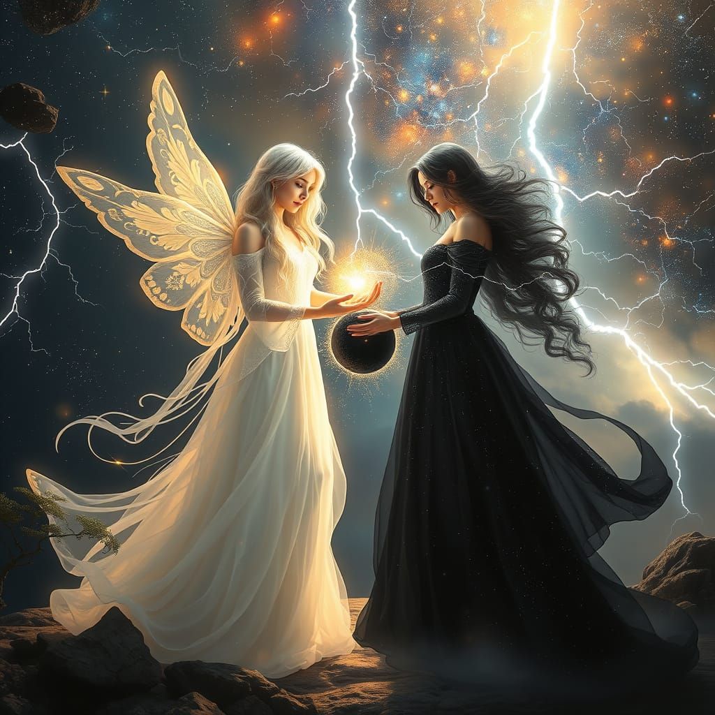 Celestial Balance: Radiant and Dark Sisters Unite in Cosmic ...
