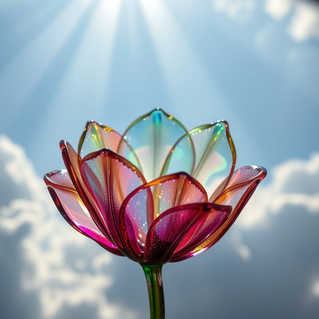 Rainbow Glass Flower in Dreamy Soft Light
