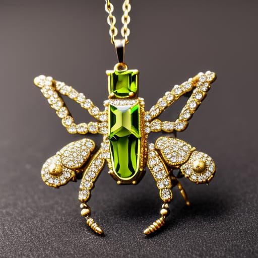 Peridot Insect Figurine Necklace Jewelry Design