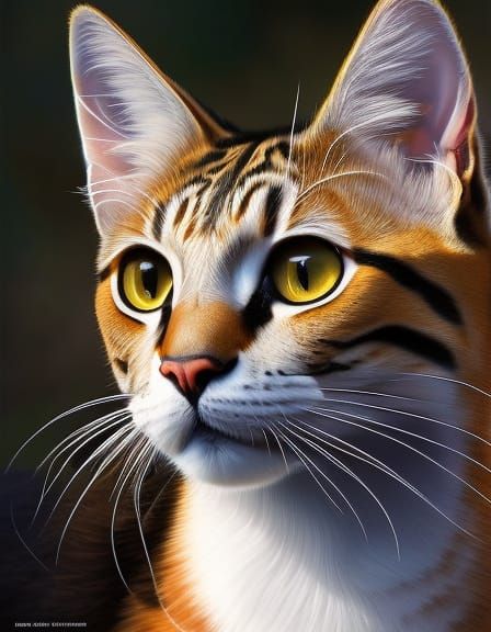 Hyperrealistic Portrait of a Playful Exotic Cat
