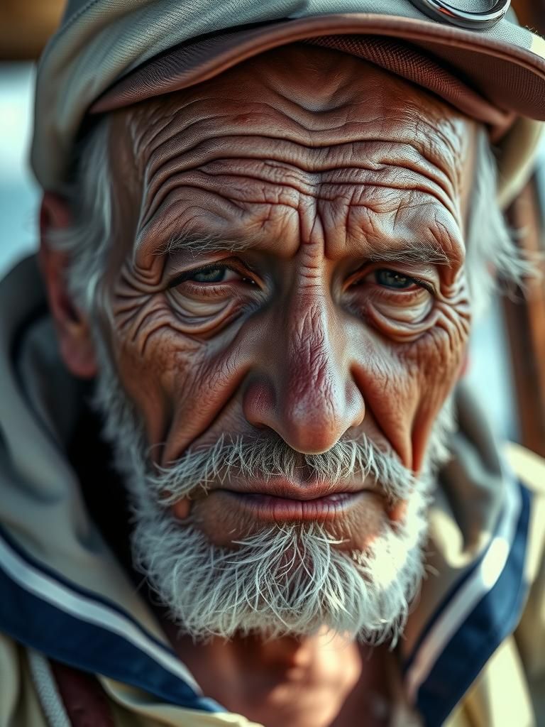 Photorealistic Portrait of a Weathered Old Sailor