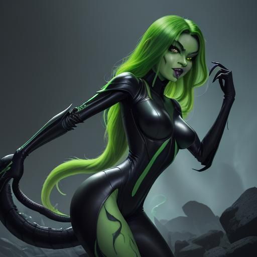 Shego as Xenomorph Queen: Hyperrealistic Sci-Fi Art