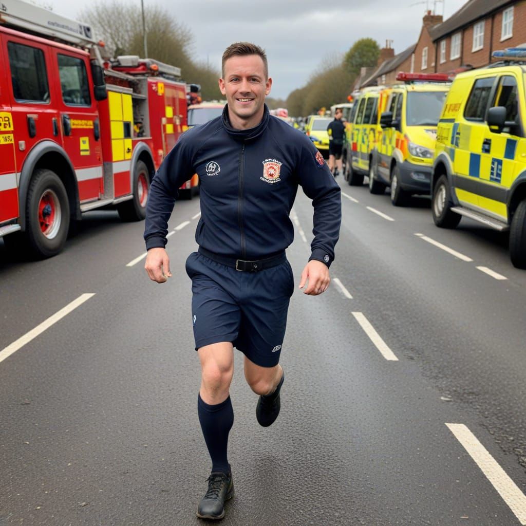 A Dorset firefighter has completed a fundraising challenge to run 5km (3.1 miles) every hour for 24 hours in his firefig...