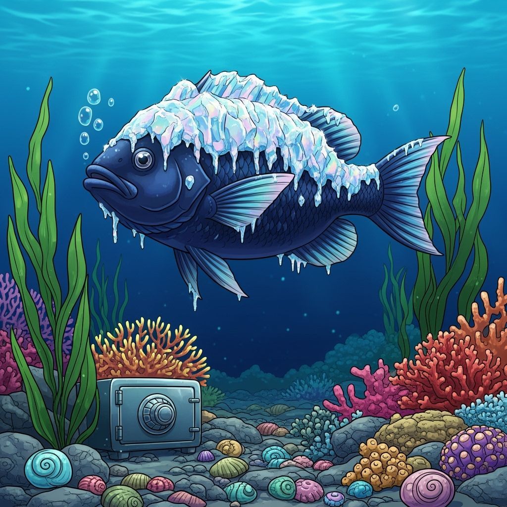 Icy Blue Fish in Anime Style Ocean Scene