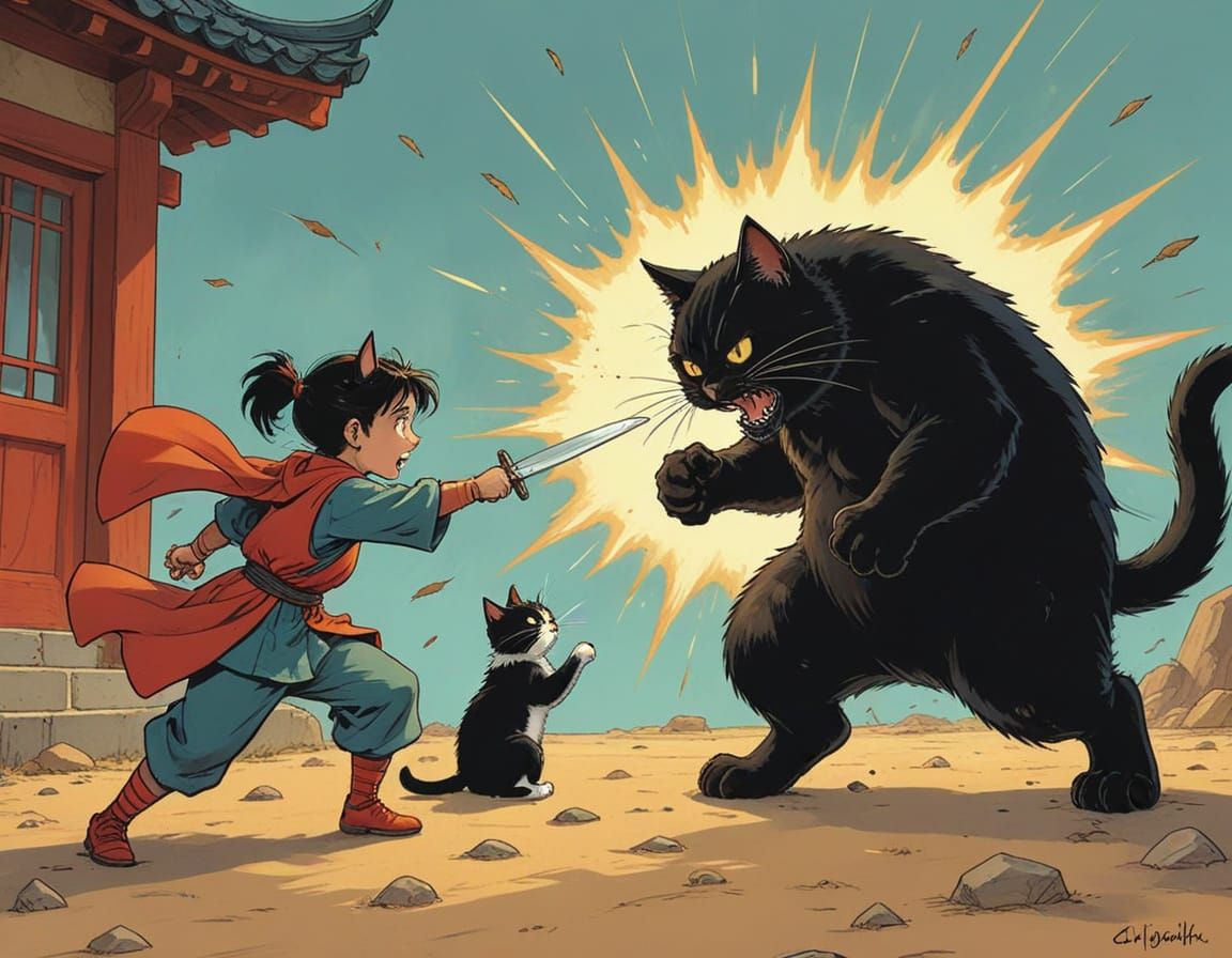 Anime Battle Scene with Sinister Fantasy Elements