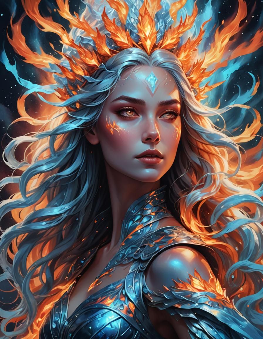 Surreal Goddess Emanates Celestial Light